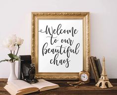 Printable Wall Art, Welcome to Our Beautiful Chaos Entryway Sign? Black and white aesthetic digital download, Printable Home Decor Rustic Farmhouse Gallery Wall Living Room Wall Decor - Etsy