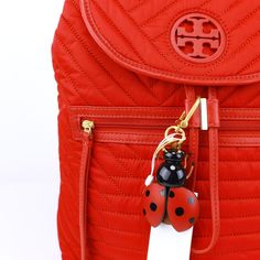 New With Tag Best Of Luck: The Lady Bug Key Ring, In Leather And Brass, Is A Fun Way To Personalize Any Handbag And Makes A Great Gift. Leather, Brass Leash-Clip Closure Larger Bag Shown In The Pic Not Include With Sale Tb_k_ladybug Key Card Holder, Large Bag, Tory Burch, Great Gifts, Women Accessories, Handbags, Red, Leather, Women Shopping