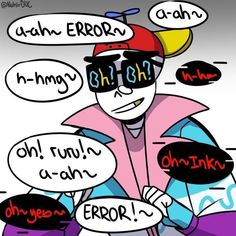 an image of a person with speech bubbles in front of their face and the words omen, errod, oh my