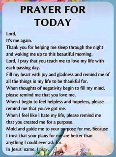 a prayer card with the words prayer for today