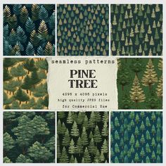 pine tree seamless patterns for commercial use