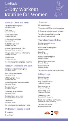 the 5 - day workout routine for women is shown in purple and white with an image of