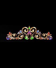 an ornate gold brooch with multicolored stones