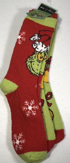 Dr Seuss The Grinch Grinchmas Adult Holiday Crew Socks 2 Pair. Multicolor Christmas Socks For Stocking Stuffers, Dr Seuss The Grinch, Fluffy Socks, The Grinch, Dr Seuss, Christmas Wishlist, Grinch, Crew Socks, Christmas Stockings