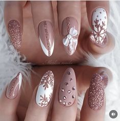 Winter Nails Acrylic, Winter Nail Designs, Xmas Nails, Fancy Nails, Manicure E Pedicure, Holiday Nails, Blue Nails