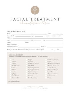 Facial Room Layout Plan, Esthetician Definition Sign, Facial Forms Skin Care, Express Facial Bar, Esthetician Business Logo Ideas, Facial Add On Services, Facial Consultation Form