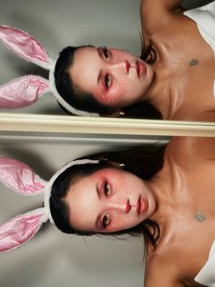 🐰🤍✨💞 bunny girl makeup Bugs Bunny Makeup, Bunny Make Up Halloween, White Bunny Makeup Halloween, Bunny Rabbit Makeup, Simple Bunny Makeup, Alice In Wonderland Bunny Makeup, Bunny Rave Outfit, Cute Mouse Makeup