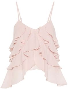 Pink Summer Tops, Ruffles Blouse, Ruffled Crop Top, Crop Top Pink, Mode Zara, Summer Wardrobe Essentials, Pink Chiffon, Ruffled Top, Belted Jacket