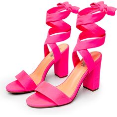 New In Box! Beautiful Pink Color! Heel Is Approx 3in. Pref Dresses, Pink Chunky Heels, Bright Pink Heels, Hoco 2024, Wrap Around Heels, Ankle Wrap Heels, Hot Pink Heels, Wattpad Book, Hot Pink Shorts