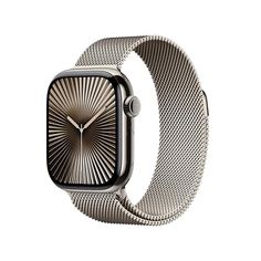 an apple watch is shown on a white background with the silver band and black face