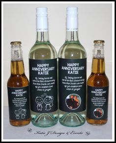 three bottles of wine with labels on them