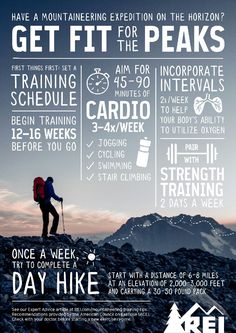 a poster with instructions on how to get fit for the peaks and other activities