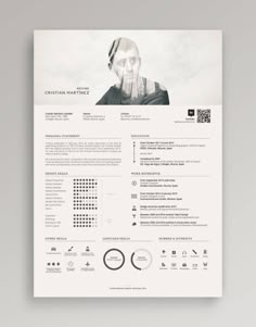 a clean and modern resume template with an image on the front, in black and white