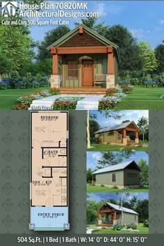 the floor plan for a small cabin with lofts and living quarters is shown in this image