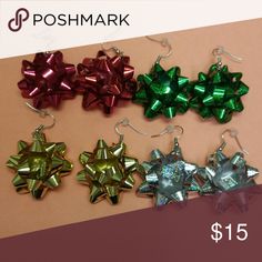 🎄🎁Christmas Earring Party Pack!!🌟🎁 Throwing a fun Christmas Party for your guests? Purchase a set of 4 Christmas earring party pack with sets of metallic red,green, and sparkling gold and silver bows! Each set comes wrapped in fancy Christmas wrapping paper!🎄🎁🌟Each bow measures approx. 1.5" in diameter. tags: Christmas,Christmas Eve Party,NYE Party,Gifts,Christmas Stocking Stuffers,Christmas party Jewelry Earrings Fancy Christmas Wrapping, Christmas Party Jewelry, Earring Party, Christmas Eve Party, Fancy Christmas, Pink Bicycle, Nye Party, Pink Studs, Party Pack