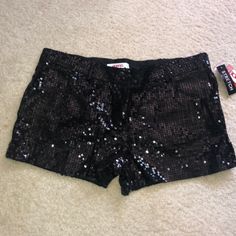 Black Sequence Shorts With Stretch These Are Perfect For Nye Or Any Celebration Chic Black Sequined Shorts, Black Sequined Short Bottoms, Casual Black Sequined Bottoms, Trendy Black Sequined Bottoms, Sequence Shorts, Be Perfect, Cute Outfits, Womens Sizes, Womens Shorts