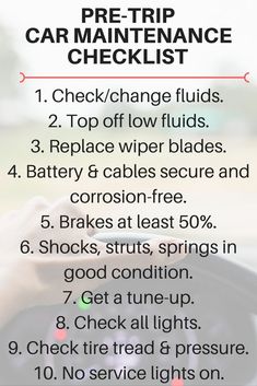 a car maintenance checklist with instructions for how to change the oil in your car