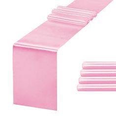 a long pink table runner is shown with the end cut out to show it's length