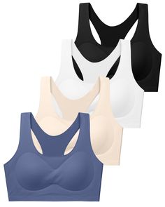 PRICES MAY VARY. Comfortable to Wear: Girls sports bra specifically designed for aged 10-16, which is incredibly comfortable and breathable, with a moisture-wicking feature. Support growing bodies, offering softness like clouds and smoothness like silk. Seamless Girls' Bras: Training bra for girls made without underwire, featuring soft, silky, and lightweight fabric, providing a nearly invisible feel for teens aged 12-14. The dark-colored series is versatile for both inner and outer wear, making Bras For Teens, Girl Training, Girl Train, Padded Bras, Natural Shapes, Bra Cups, Lightweight Fabric, Moisture Wicking