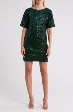 Classically elegant in a timeless sequin construction, this cocktail A-line fits and flatters your fit as well as your beguiling charm. Ties at back Jewel neck Elbow-length sleeves Lined 100% polyester Hand wash, dry flat Imported A Line Cocktail Dress, Green Fits, Daytime Dresses, Jewel Neck, Elbow Length Sleeve, Short Rompers, Dress Romper, Holiday Dresses, Girls Accessories