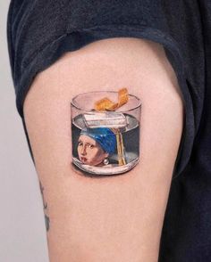 Famous Art Tattoo Ideas, Famous Art Tattoo Paintings, Tattoos Of Famous Paintings, Tattoos Based On Famous Art, Earring Tattoo, The Girl With The Pearl Earring Tattoo, Iris Flower Tattoo, Artistic Tattoos, Venus Tattoo