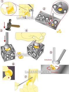 the instructions for how to make a metal object with different shapes and sizes, including two hands