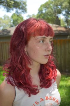 Red Face Hair Color, Color On Tips Of Hair, Dyed Hair Pale Skin, Red Blowout Hair, One Process Hair Color, Ginger Emo Hair, Cool Orange Hair, Cherry Red Hair Blue Eyes, Burgundy And Orange Hair