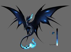 Blue Dragon Concept Art, Mythical Winged Creatures, Raven Dragon, Blue Dragon Art, Black And Blue Dragon, Demon Tail, Mythical Creatures Drawings, Lightning Dragon, Blue Dragons