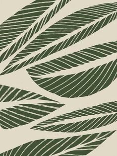 a green and white leaf pattern on a beige background with the words, leaves are drawn in black ink