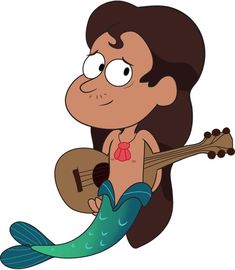 a cartoon mermaid with a guitar