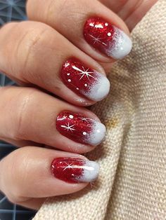 Xmas Nail Art, Red Christmas Nails, Fancy Nails Designs, Cute Christmas Nails, Christmas Gel Nails, Glitter Gel Nails, Christmas Nail Art Designs, Christmas Nails Acrylic, Festival Nails