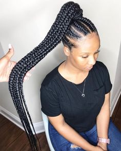 Cornrow High Ponytail, Cornrows Into High Ponytail, High Ponytail Cornrows Black Women, Braided High Ponytail Black Women, Cornrow Ponytail Styles 2024, Cornrows 2023, Cornrow Ponytails, Cornrow With Star Design, Trending Cornrows 2022