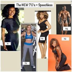 the new 70's = speechess is shown in this collage with pictures of women