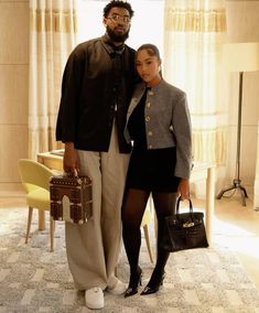 Couples Winter Outfits, Black Couples Matching Outfits, Couple Outfits Matching, Couples Matching Outfits Swag, Lace Burgundy Dress, Jordyn Woods, Couple Fits, Matching Couple Outfits, Black Couples Goals