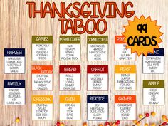 the thanksgiving tabo game is shown with candy