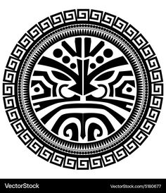 a circular design in black and white with an intricate pattern on the center, as well as