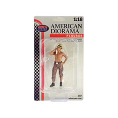 an american diorama figure is shown in the package