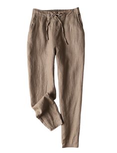 PRICES MAY VARY. Material: These tapered linen pants women are made of high quality cotton blend fabric, which are durable, smooth, lightweight comfortable and washable. The cotton linen cloth are breathable and skin friendly, touching greatly and comfy to wear. Design: Elastic waist cotton linen pants for women feature tapered leg, side convenient pockets, front drawstring, back elastic waist, ankle length, solid color, slim fit tapered pants, casual legging trousers. Match: This casual linen p Linen Drawstring Pants, Summer Trousers, Cotton Linen Pants, Tapered Trousers, Linen Pants Women, Elastic Waist Pants, Tapered Pants, Ankle Length Pants, Ankle Pants