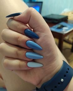 Character Nails, Baby Blue Nails, Simple Gel Nails, Nails Only, Oval Nails, Fire Nails, Dope Nails, Manicure E Pedicure, Blue Nails