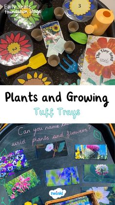 Explore plants and growing this spring term with these great plant tuff trays. Thanks to @themagicofearlyyears @the.littleclassroom Planting Tuff Tray, Flower Tuff Tray, Ks1 Provision, Spring Eyfs