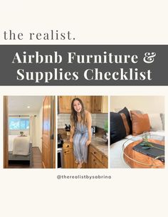 the realist's airbnb furniture and supplies checklist is featured in this post