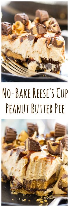 no - bake reese's cup peanut butter pie is an easy dessert recipe