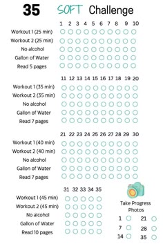 a printable workout plan for the 30 - minute challenge, with numbers and instructions