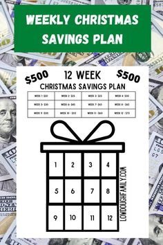 a bunch of money with the words weekly christmas savings plan