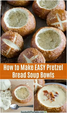 how to make easy pretzel bread soup bowls in just one bowl and no knead