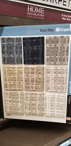 carpet samples for sale on the shelf at home decorators in new york, ny