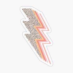 an animal print sticker with a lightning bolt on it's back and pink, orange