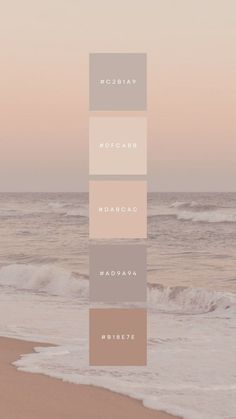 the beach is filled with waves and colors that are neutral to light pinks, browns, and whites