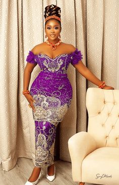 Gorgeous Purple Coloured Aso-ebi and Owambe Styles to Slay. - Stylish Naija Urhobo Bride, Bride Wedding Outfit, Igbo Traditional Wedding, Nigerian Outfits, Nigerian Bride