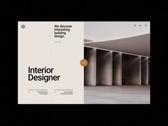 the interior designer website is displayed on a black background